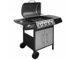 vidaXL Barbecue e Griglia a Gas 4+1 Fornelli Nero e Argento