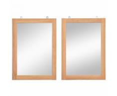 vidaXL Specchi da Parete 2 pz in Legno Massello di Teak 50x70cm