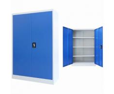 vidaXL Armadio per Ufficio in Metallo 90x40x140 cm Grigio e Blu