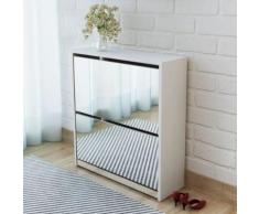 vidaXL Scarpiera a 2 Strati con Specchio Bianca 63x17x67 cm