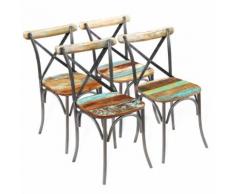 vidaXL Sedie Sala da Pranzo 4 pz Legno Massello Riciclato 51x52x84 cm