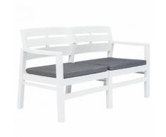 vidaXL Panchina da Giardino 2 Posti con Cuscini 133 cm Plastica Bianca