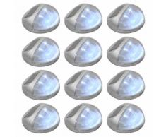 vidaXL Lampade Solari da Parete da Esterni a LED 12 pz Rotonde Argento