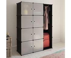 vidaXL Armadio Modulare con 9 Scomparti 37x115x150 cm Nero e Bianco