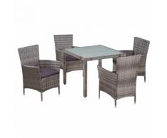 vidaXL Set da Pranzo da Giardino 5 pz con Cuscini in Polyrattan Grigio