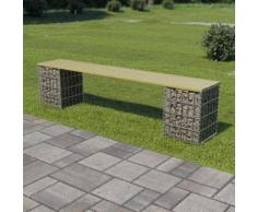 vidaXL Panchina Gabbione 180 cm in Acciaio Zincato e Legno di Pino FSC