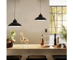 vidaXL Lampade a Sospensione 2 pz Nere Tonde E27