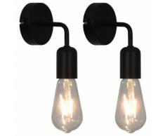 vidaXL Lampade da Parete 2 pz Nero E27