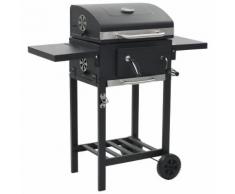 vidaXL Barbecue a Carbonella con Ripiano Inferiore Nero