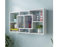 vidaXL Scaffale a Parete in Plastica 8 Scomparti Bianchi