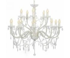 vidaXL Candelabro a 2 Livelli Bianco 15 Lampadine E14