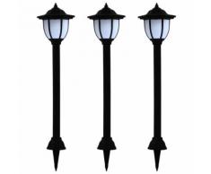 vidaXL Lampade Solari da Esterni 3pz a LED Nero