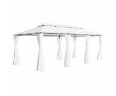 vidaXL Gazebo con Tende 600x298x270 cm Bianco