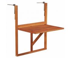 vidaXL Tavolo da Balcone Sospeso 64,5x44x80 cm in Massello di Acacia