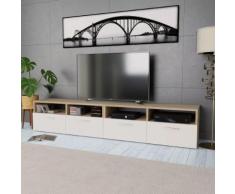 vidaXL Mobile Porta TV 2 pz in Truciolato 95x35x36 cm Rovere e Bianco