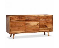 vidaXL Credenza in Legno Massello con Ante Intagliate 160x40x75 cm
