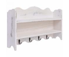 vidaXL Appendiabiti a Muro Bianco 50x10x30 cm in Legno