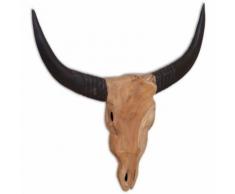 vidaXL Scultura Teschio di Toro da Parete in Teak 69x6x60 cm