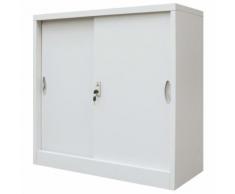 vidaXL Armadio per Ufficio Porte Scorrevoli Metallo 90x40x90 cm Grigio