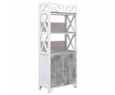 vidaXL Armadietto Bagno Grigio e Bianco 46x24x116cm Legno di Paulownia