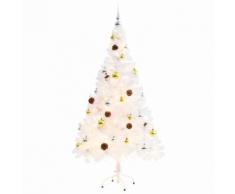 vidaXL Albero di Natale Artificiale Decorato Palline LED 150 cm Bianco