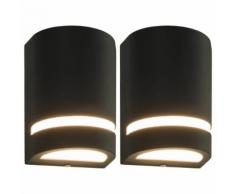 vidaXL Lampade da Parete da Esterno 2 pz 35 W Nere Semicircolari