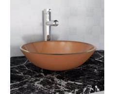 vidaXL Lavandino in Vetro Temperato 42 cm Marrone
