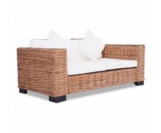 vidaXL Divano a 2 Posti in Rattan Naturale