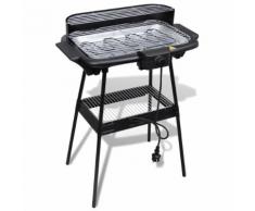 vidaXL Barbecue elettrico rettangolare da giardino con grill e supporto