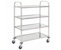 vidaXL Carrello da Cucina a 4 Livelli 107x55x125 cm in Acciaio Inox
