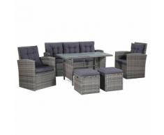 vidaXL Set Divano da Giardino 18 pz in Polyrattan Grigio