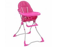 vidaXL Seggiolone Pappa per Bambini Rosa e Bianco