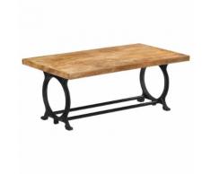 vidaXL Tavolino da Caffè Legno Massello di Mango e Ghisa 110x60x47 cm