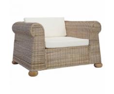 vidaXL Poltrona con Cuscini in Rattan Naturale