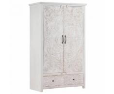 vidaXL Armadio Artigianale Bianco 110x56x183cm Legno Massello Acacia