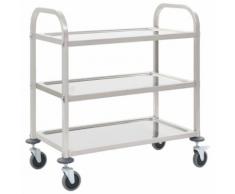 vidaXL Carrello da Cucina a 3 Livelli 107x55x90 cm in Acciaio Inox