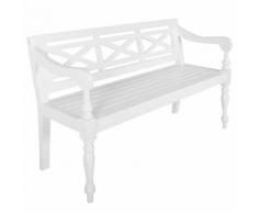 vidaXL Panchina Batavia 136 cm Legno Massello di Mogano Bianco