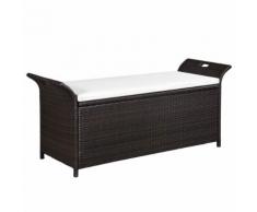 vidaXL Cassapanca con Cuscino 138 cm in Polyrattan Marrone