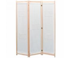 vidaXL Paravento a 3 Pannelli Crema 120x170x4 cm in Tessuto