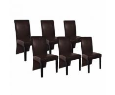 vidaXL Sedie per Sala da Pranzo 6 pz in Similpelle Marrone Scuro