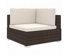 vidaXL Poltrona Modulare ad Angolo 1 pz con Cuscini Polyrattan Marrone