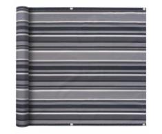 vidaXL Tenda da Balcone in Tessuto Oxford 75x400 cm Grigia a Strisce