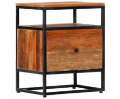 vidaXL Comodino 40x30x50 cm in Legno Massello di Recupero e Acciaio