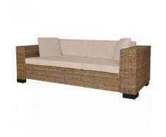 vidaXL Divano a 3 Posti Set 8 pz in Vero Rattan