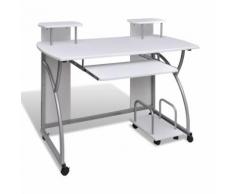 vidaXL Tavolo Scrivania per Computer con Ripiano Estraibile Bianco