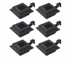 vidaXL Lampade Solari da Esterni 6 pz a LED Quadrate 12 cm Nero