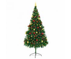 vidaXL Albero di Natale Artificiale Decorato Palline LED 210 cm Verde