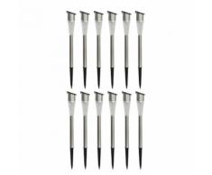 vidaXL Lampade solari a stelo da giardino 12x a LED in acciao inox