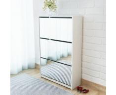 vidaXL Scarpiera a 3 Strati con Specchio Bianca 63x17x102,5 cm