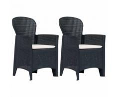 vidaXL Sedie da Giardino 2 pz Cuscino Antracite Plastica Stile Rattan